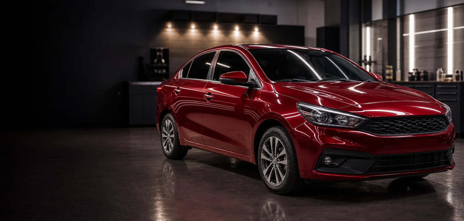 Carro popular polido com brilho e acabamento renovado