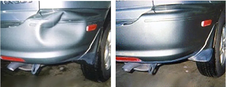 Antes e depois do conserto de para-choque